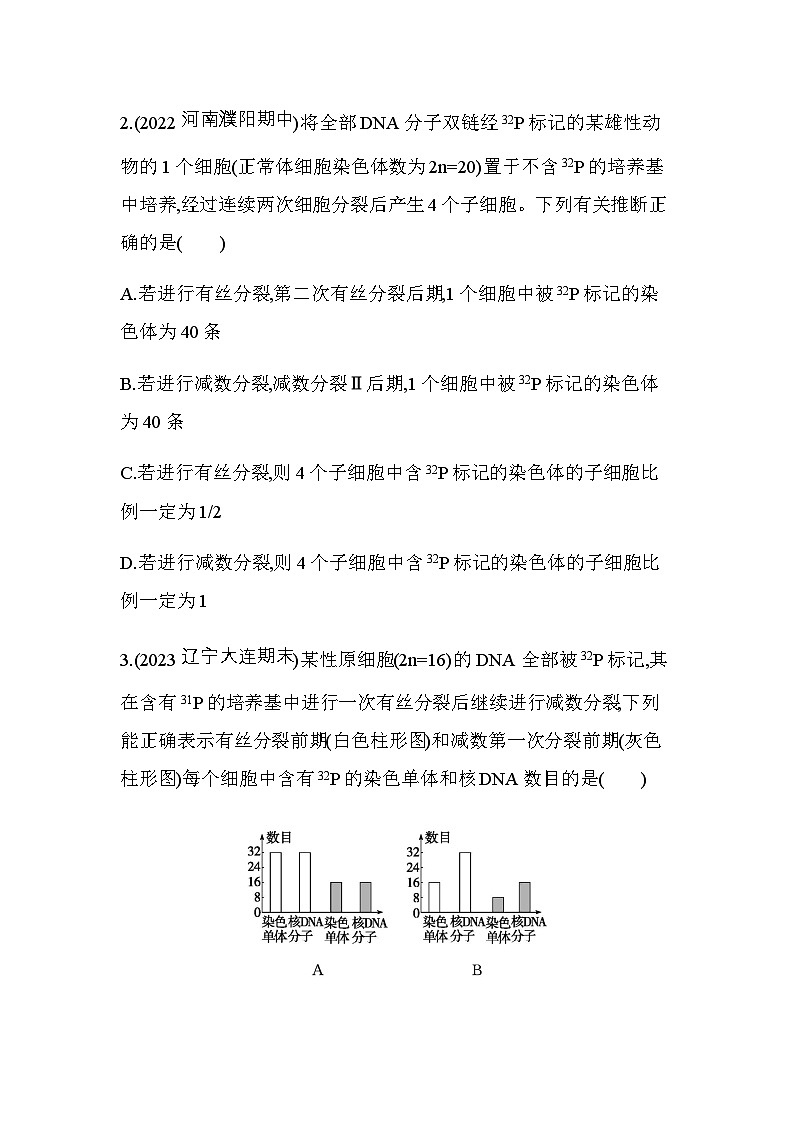 人教版高中生物必修2第3章基因的本质专题强化练4细胞分裂与DNA复制的综合含答案第2页