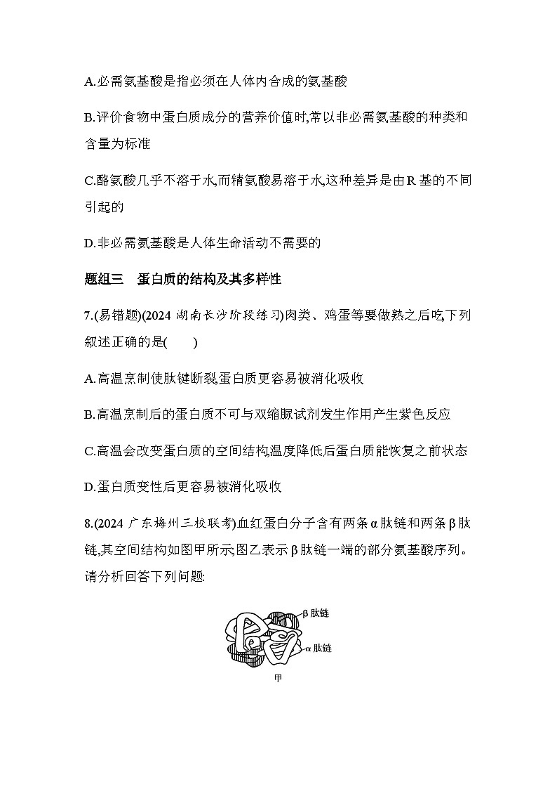 人教版高中生物必修1第2章组成细胞的分子第4节蛋白质是生命活动的主要承担者基础练含答案第3页