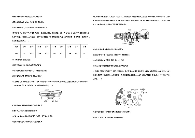 人教版高中生物必修1第3章细胞的基本结构基础练含答案第2页