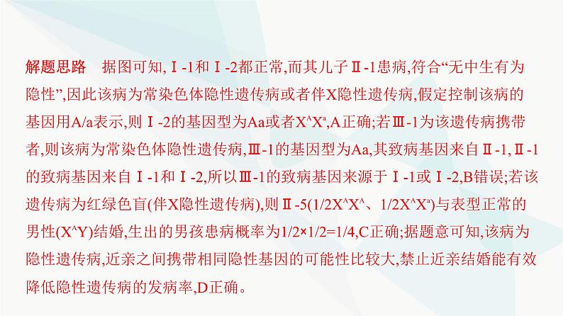 人教版高中生物必修2重点专题卷7遗传系谱图的分析和计算课件第3页