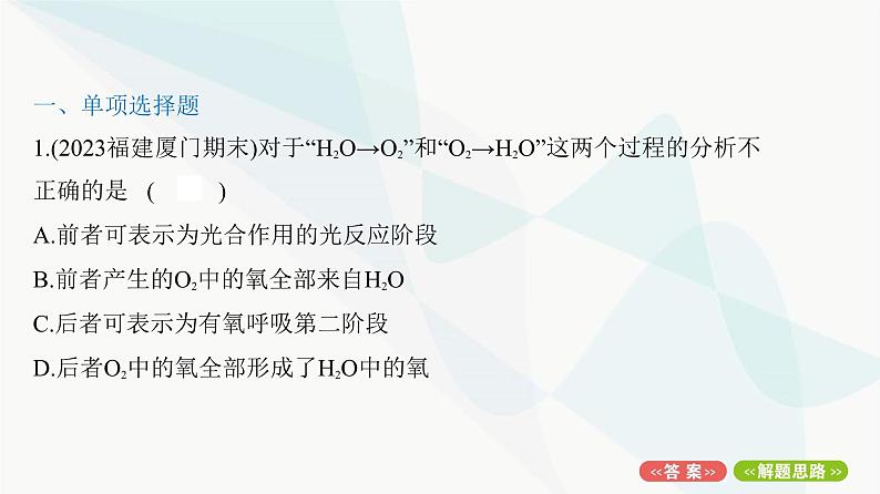 人教版高中生物必修1重点专题卷6光合作用与细胞呼吸的综合探究课件第2页