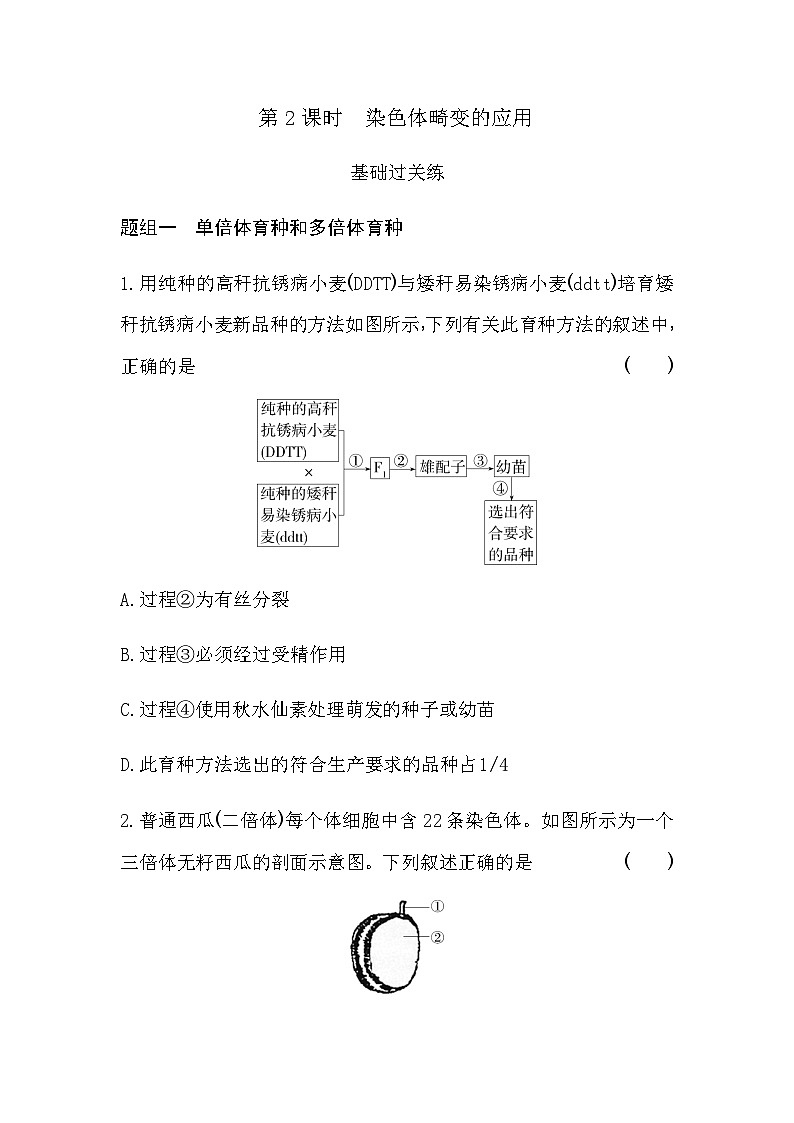 浙科版高中生物必修2第四章生物的变异第二课时染色体畸变的应用练习含答案01