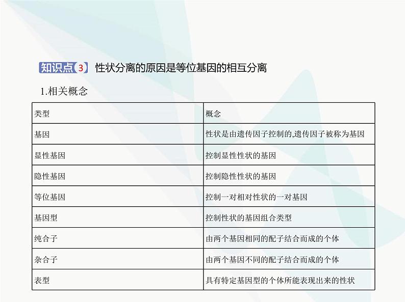 浙科版高中生物必修2第一章遗传的基本规律第一节孟德尔从一对相对性状的杂交实验中总结出分离定律课件07