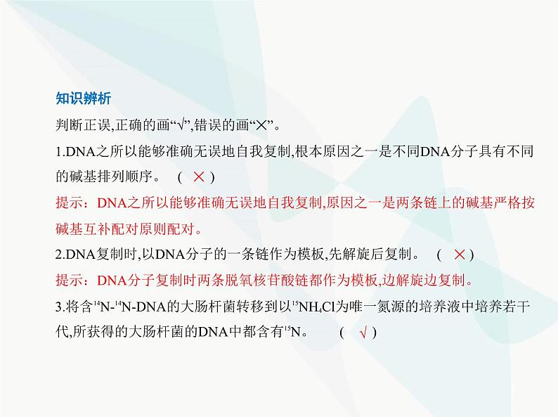 浙科版高中生物必修2第三章遗传的分子基础第三节DNA通过复制传递遗传信息课件07