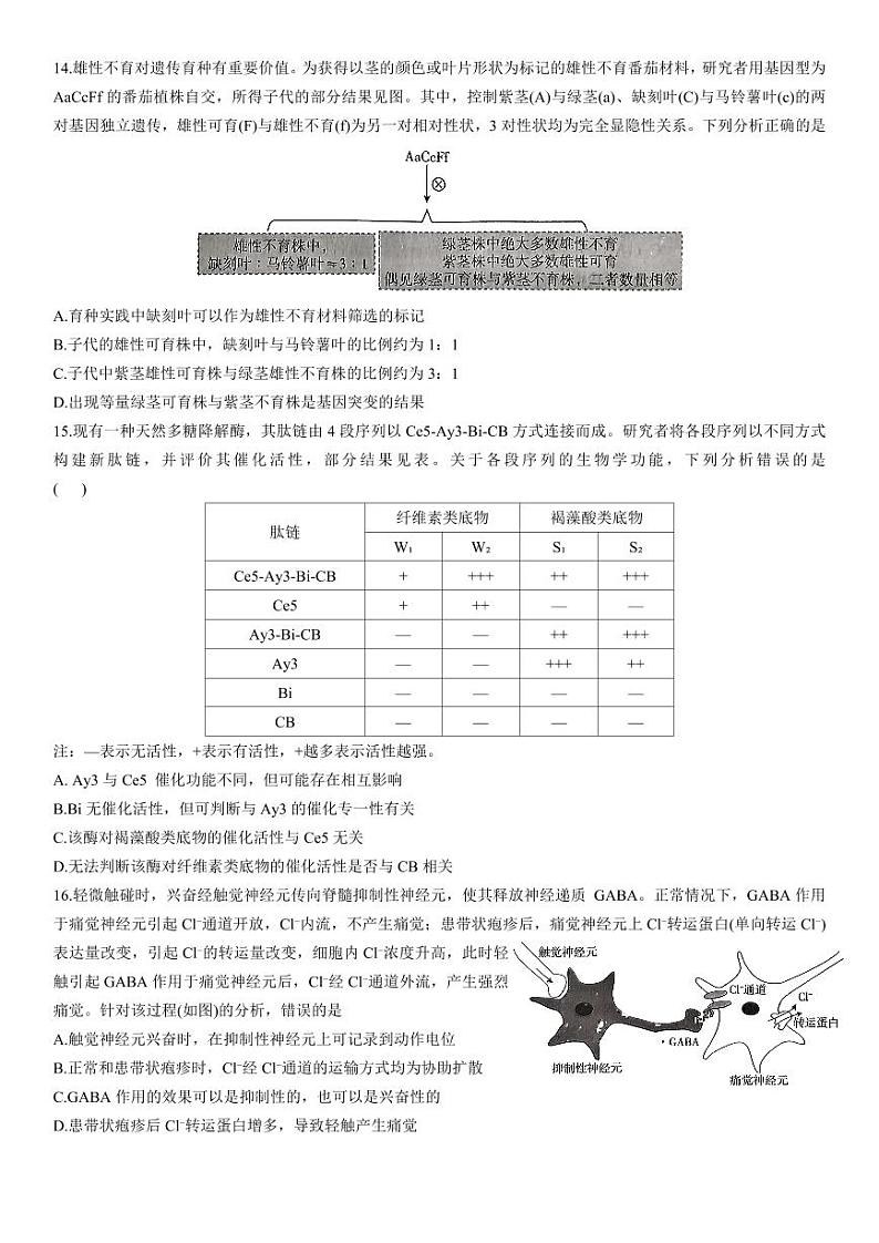 2024年广东省普通高中学业水平选择性生物学考试03