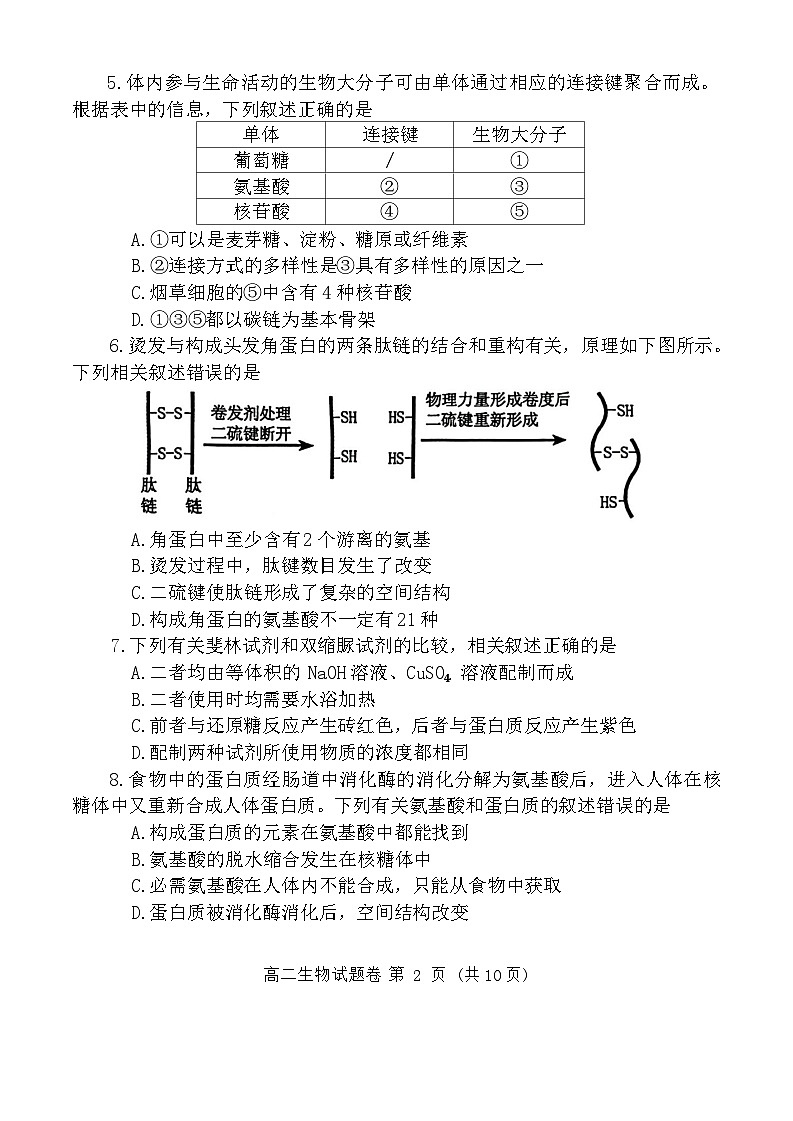 河南省郑州市2023-2024学年高二下学期6月期末生物试题02