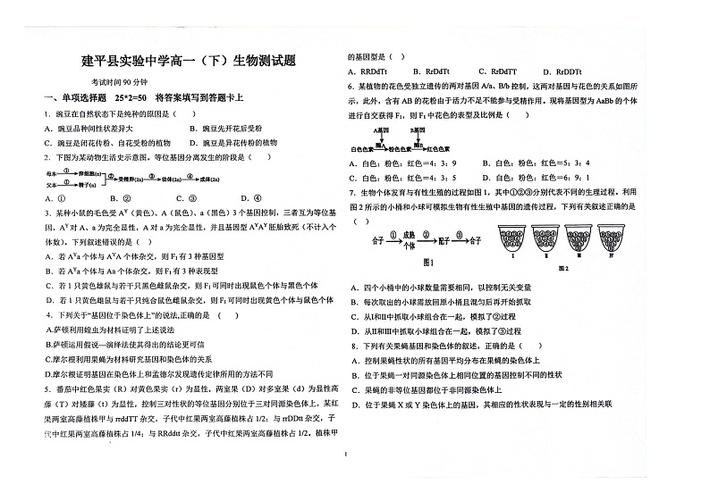 辽宁省朝阳市建平县实验中学2023-2024学年高一下学期6月月考生物试题01
