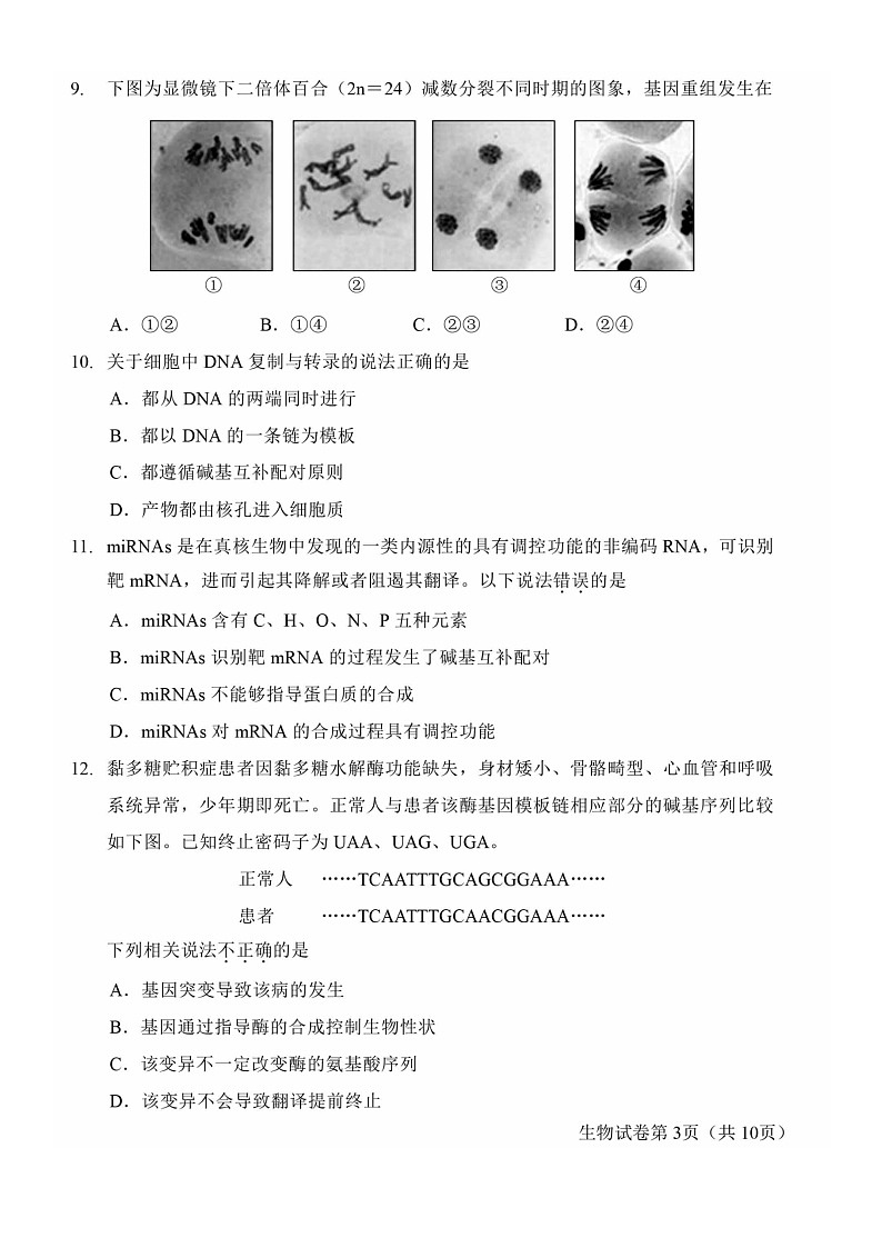 [生物]2021北京昌平高一下学期期末试卷及答案第3页