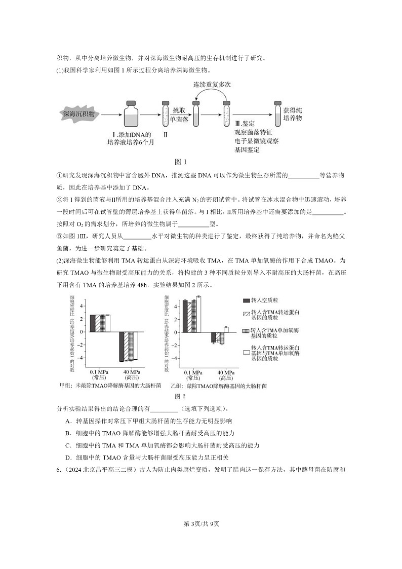 [生物][二模]2020～2024北京高三试题分类汇编：发酵工程及其应用第3页