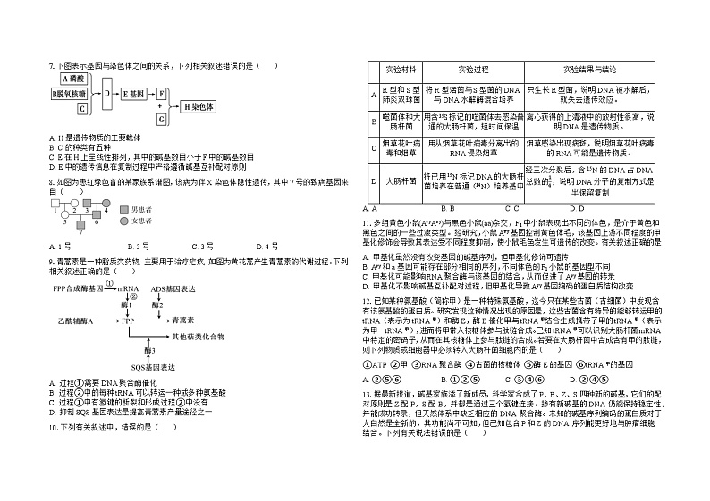 安徽省合肥市蜀山区合肥八一学校2023-2024学年高一下学期期末考试生物试卷第2页