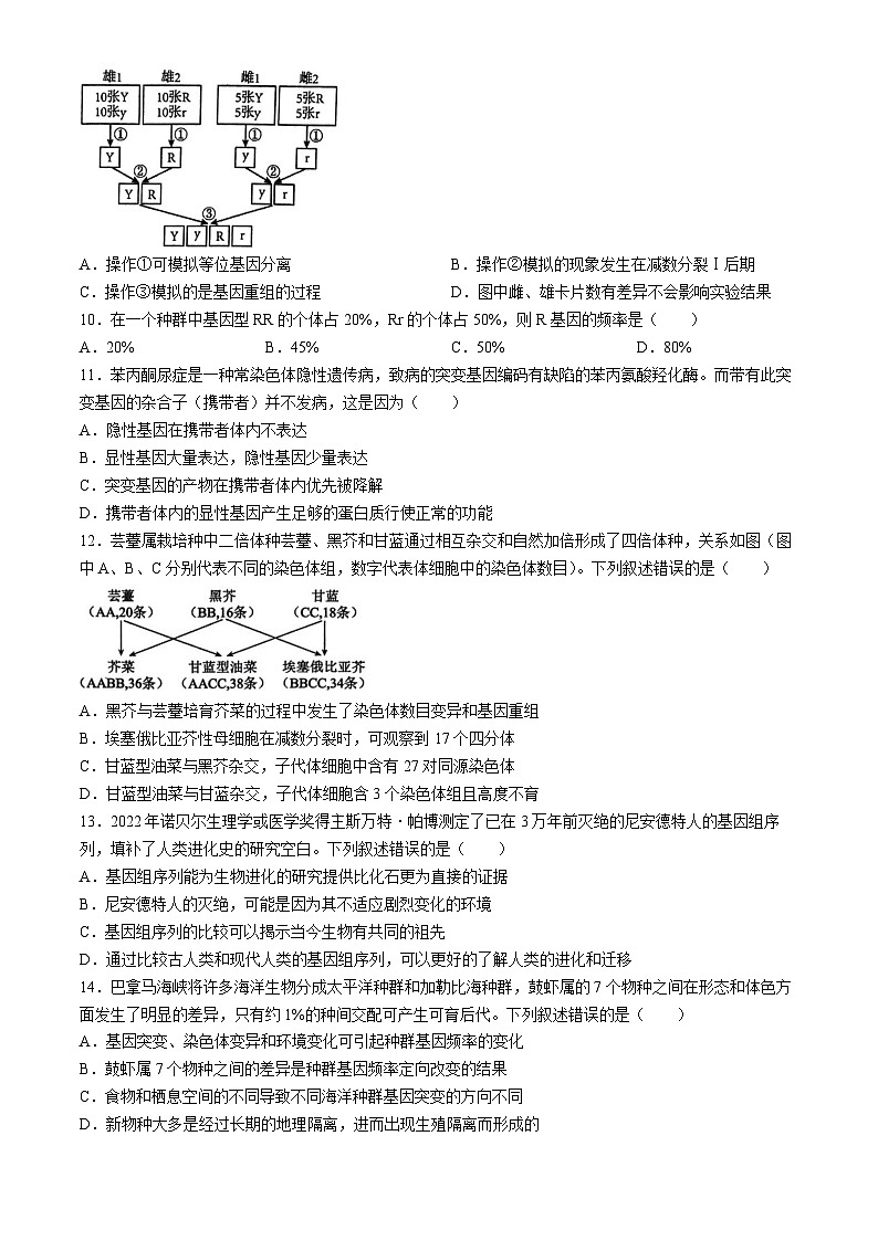 江苏省无锡市2023-2024学年高一下学期生物期末市调研试卷(无答案)03