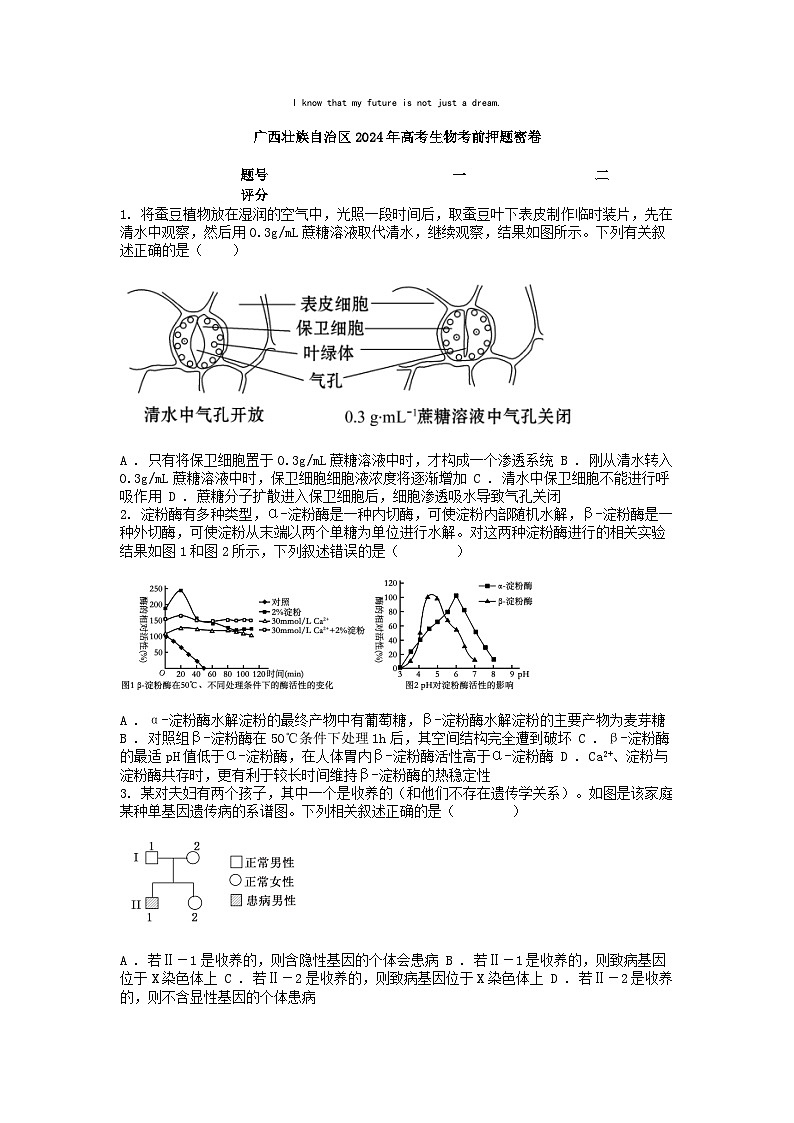 [生物]广西壮族自治区2024年高考考前押题密卷01