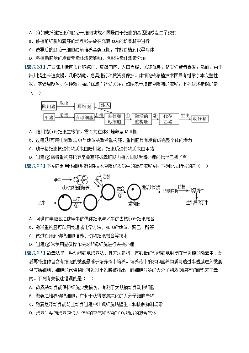 专题02 细胞工程与胚胎工程（期末考题猜想）（9大题型）（原卷版+解析版）-高二生物下学期期末考点大串讲（人教版2019）03