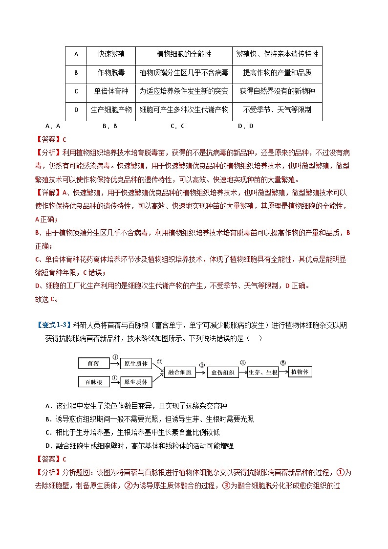 专题02 细胞工程与胚胎工程（期末考题猜想）（9大题型）（原卷版+解析版）-高二生物下学期期末考点大串讲（人教版2019）03