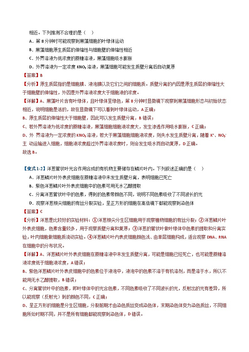 专题04 细胞的代谢（期末考题猜想）（9大题型）（原卷版+解析版）-高二生物下学期期末考点大串讲（人教版2019）02