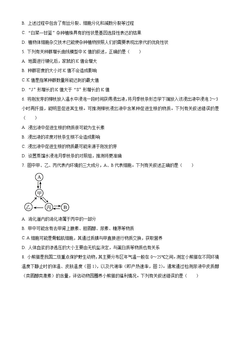 浙江省浙东北（ZDB）联盟2022-2023学年高二下学期期中联考生物试题（Word版附解析）02