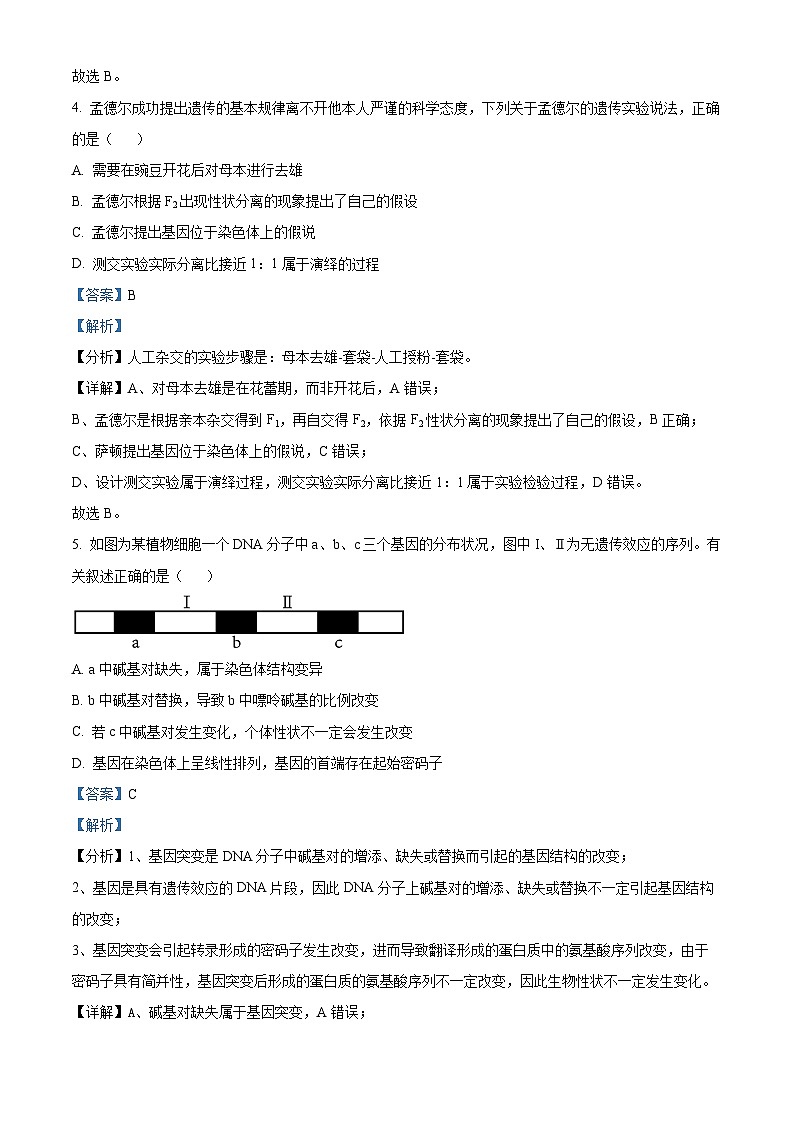 浙江省县域教研联盟2024年5月份高三模拟考试生物试题 Word版含解析第3页
