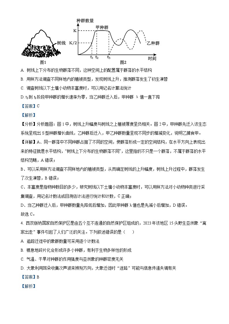 重庆市长寿川维中学2023-2024学年高二下学期5月月考生物试题（Word版附解析）03