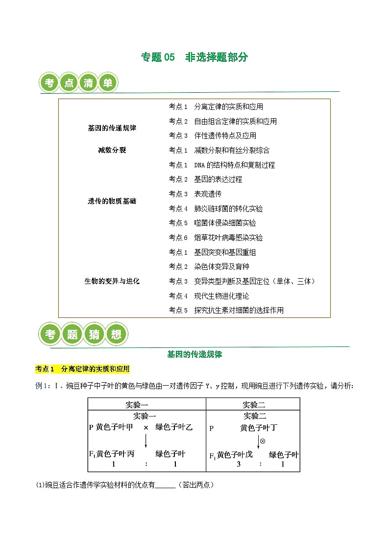 专题05  非选择题部分【考题猜想】（15个考点）（原卷版+解析版）-高一生物下学期期末考点大串讲（人教版2019必修2）01