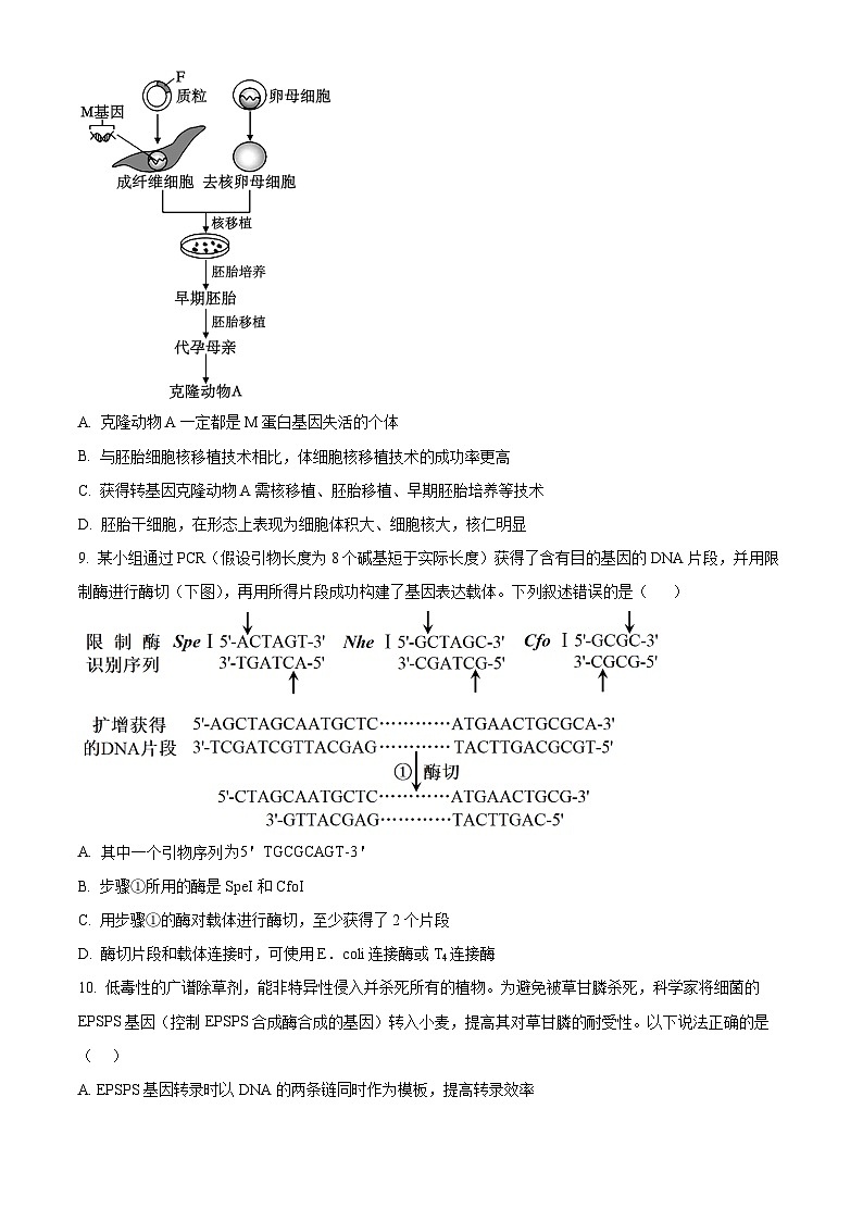 2024江苏省五市十一校高二下学期5月阶段联考试题生物（选修）含解析第3页