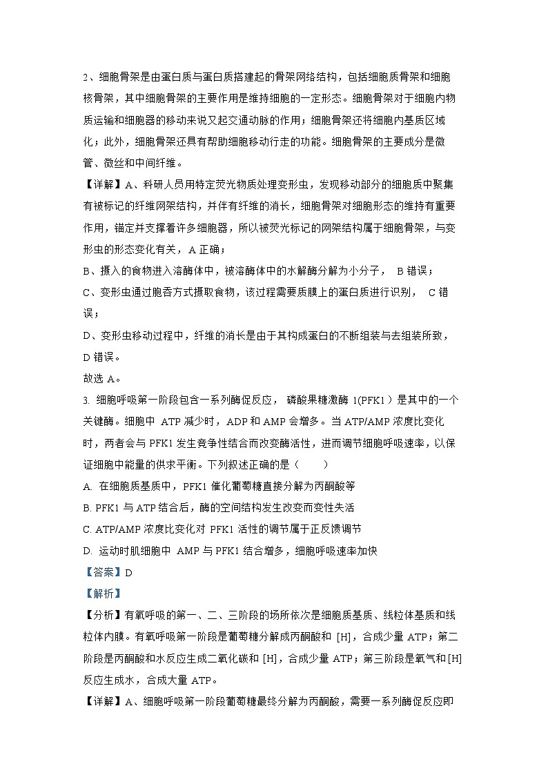 （网络+收集版）2024年新高考安徽生物高考真题文档版（含答案解析）02