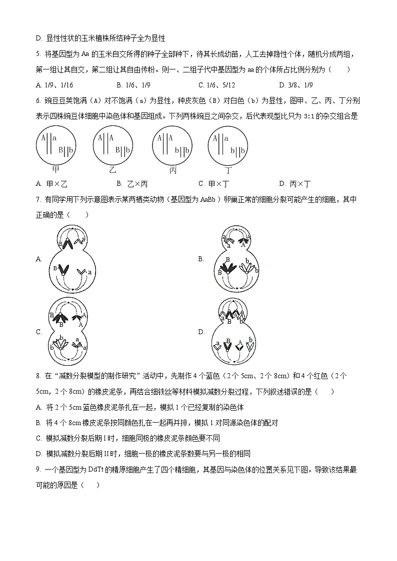 黑龙江省大庆中学2023-2024学年高一下学期5月期中考试生物试卷（Word版附解析）02