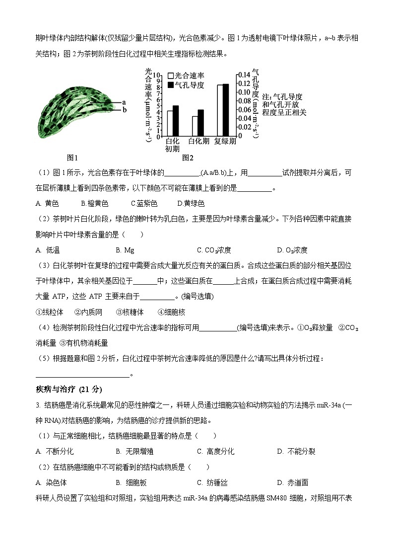 上海市敬业中学2023-2024学年高二下学期6月期末考试生物试卷（Word版附解析）02
