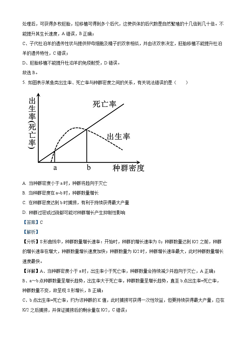 浙江省诸暨市2024届高三下学期5月适应性考试生物试题（Word版附解析）03
