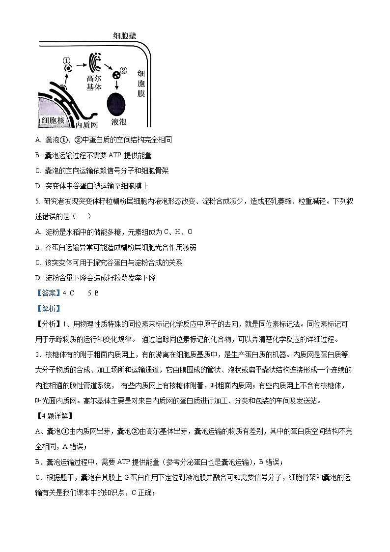 浙江省温州市2024届高三下学期5月第三次适应性考试生物试题（Word版附解析）03