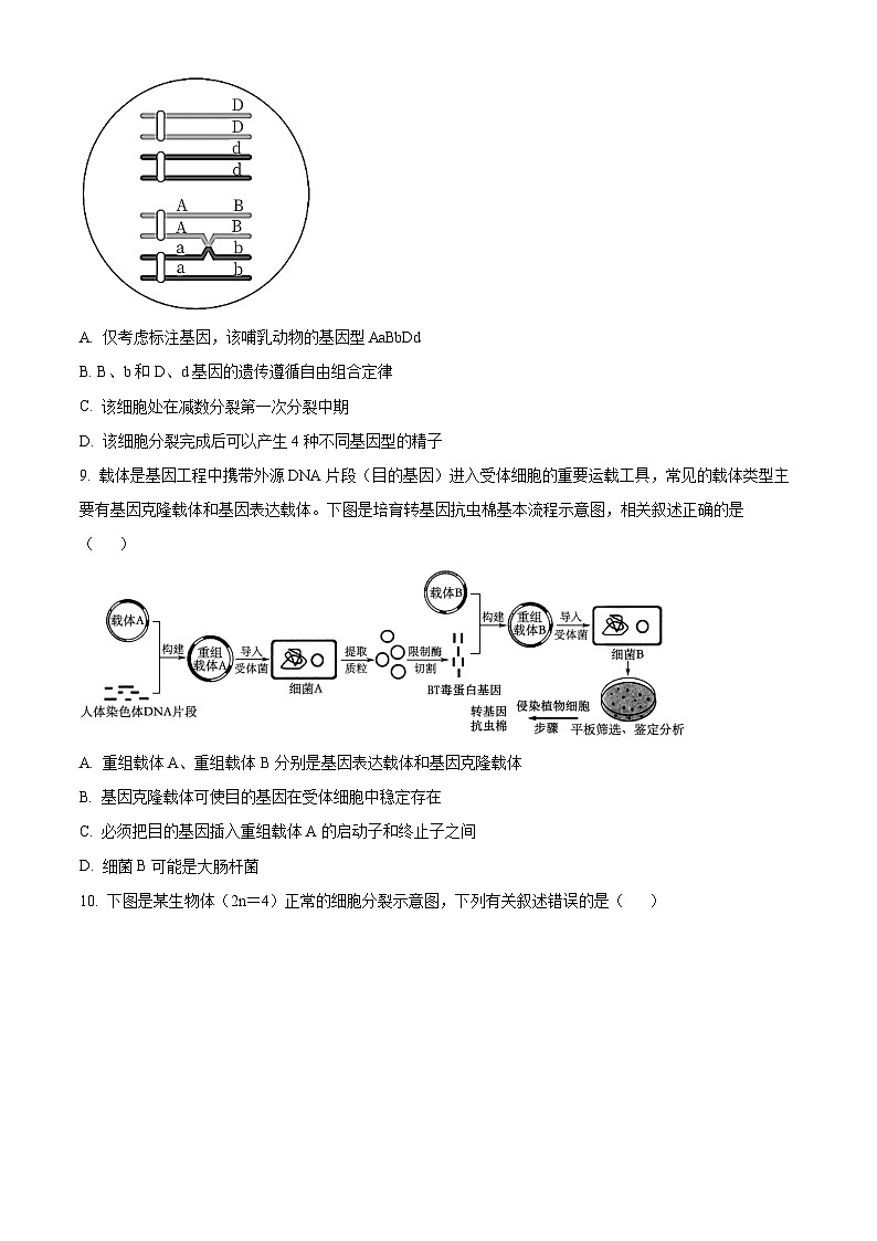 浙江省杭州第二中学2023-2024学年高二下学期期末模拟生物试题（Word版附解析）03