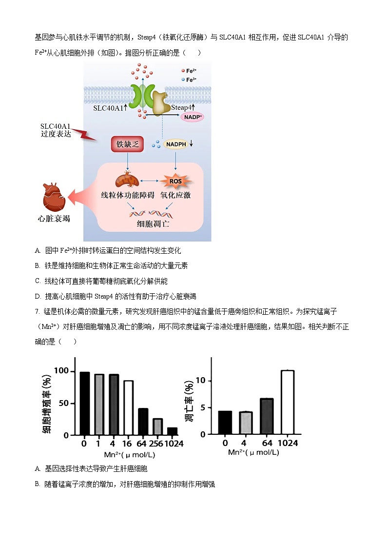 浙江省杭州二中2024年高三下学期高考生物适应性试题（Word版附解析）02