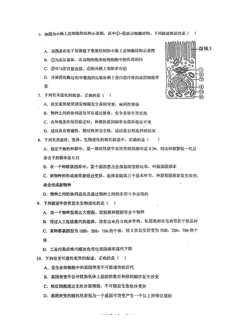 [生物]河南省驻马店新蔡县第一高级中学2023～2024学年高一下学期6月月考试卷(有答案)第2页