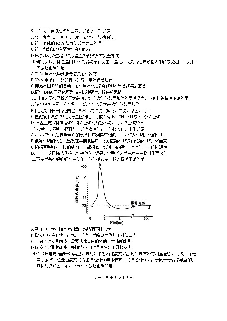 江苏省徐州市2023-2024学年高一下学期6月期末生物试题第3页