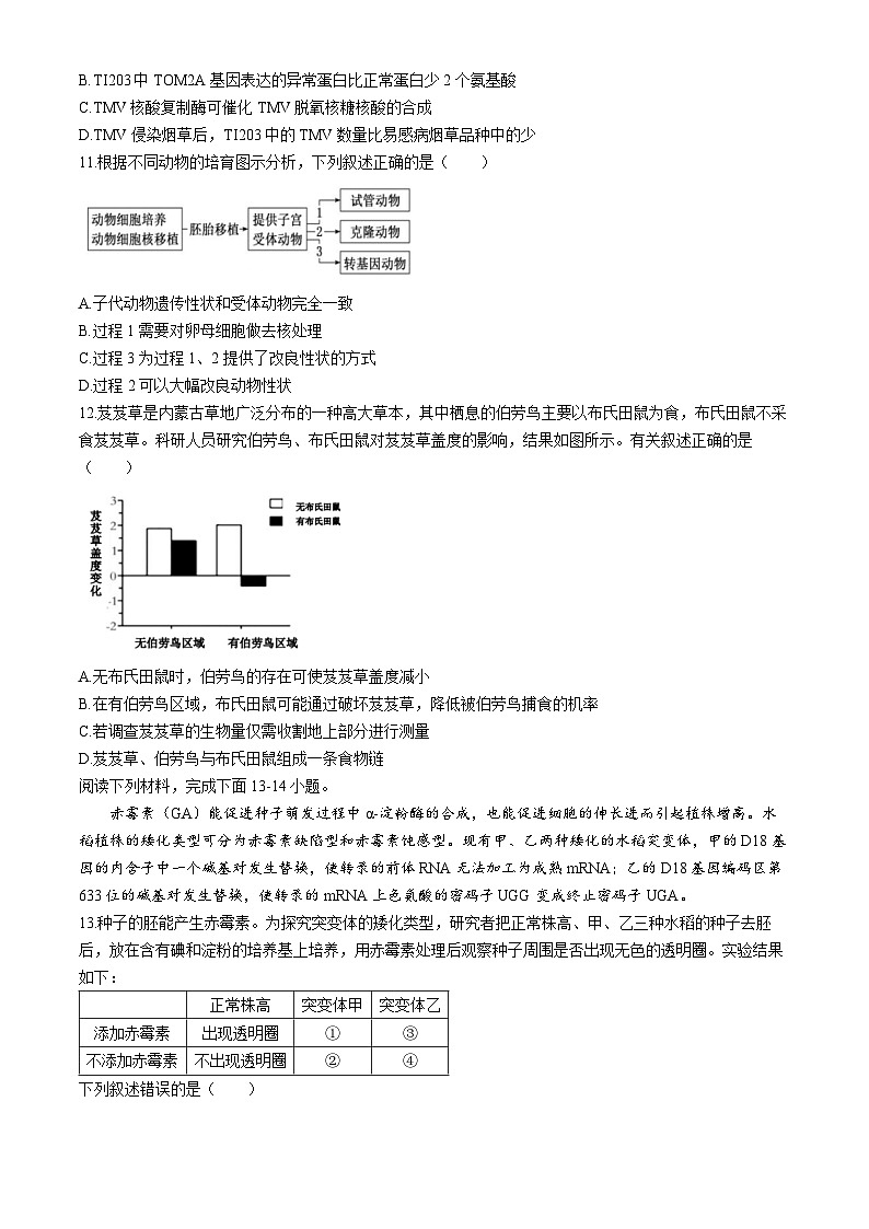 浙江省温州十校2023-2024学年高二下学期6月期末生物试题第3页