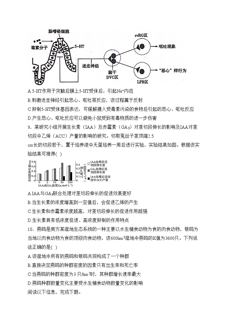 天津市武清区天和城实验中学2024届高三上学期第二次阶段练习生物试卷(含答案)第3页