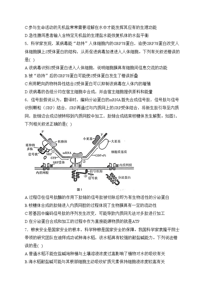 云南省三校2024届高三上学期高考备考实用性联考卷（二）生物试卷(含答案)02
