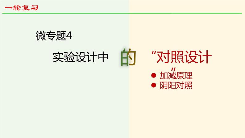 2025届高三生物一轮复习课件微专题4：实验设计中的对照设计第1页