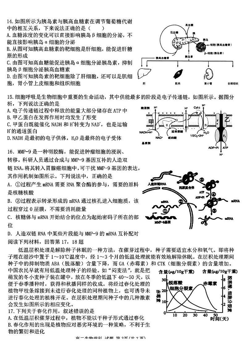 浙江省温州市环大罗山2023-2024学年高二下学期6月期末生物试题03