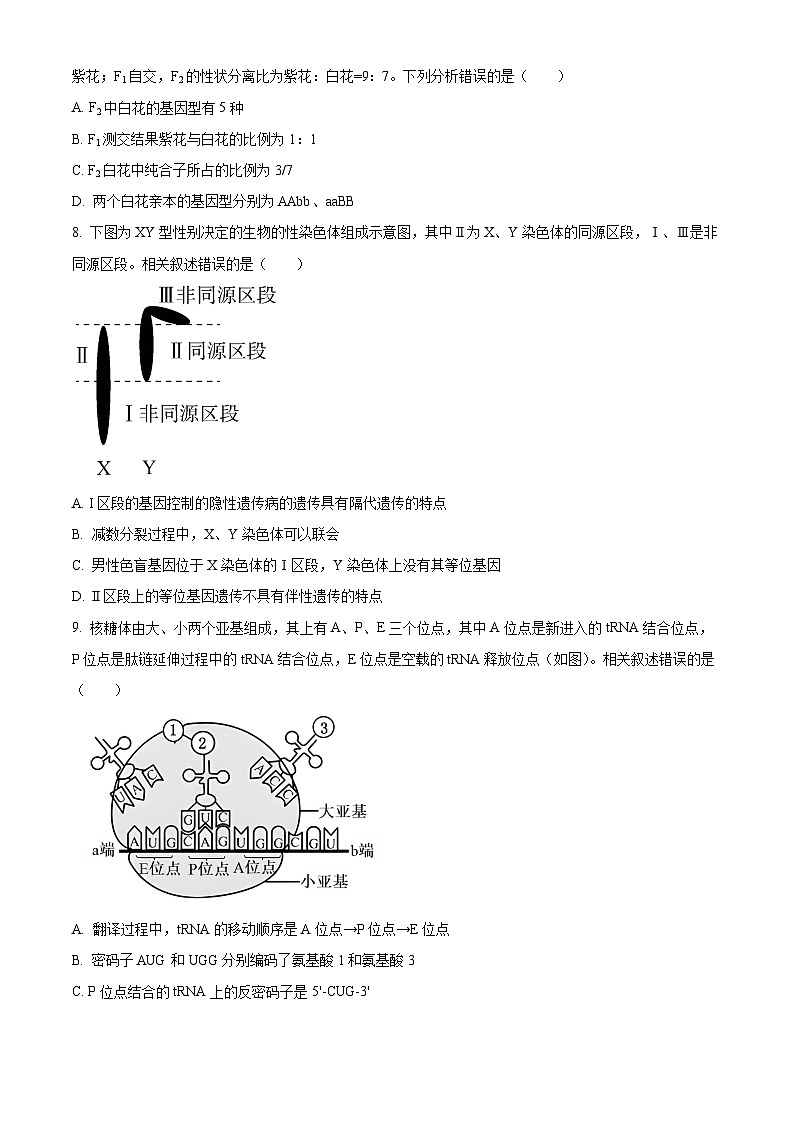 江苏省宿迁市泗阳县2023-2024学年高一下学期6月期末生物试题（原卷版+解析版）03