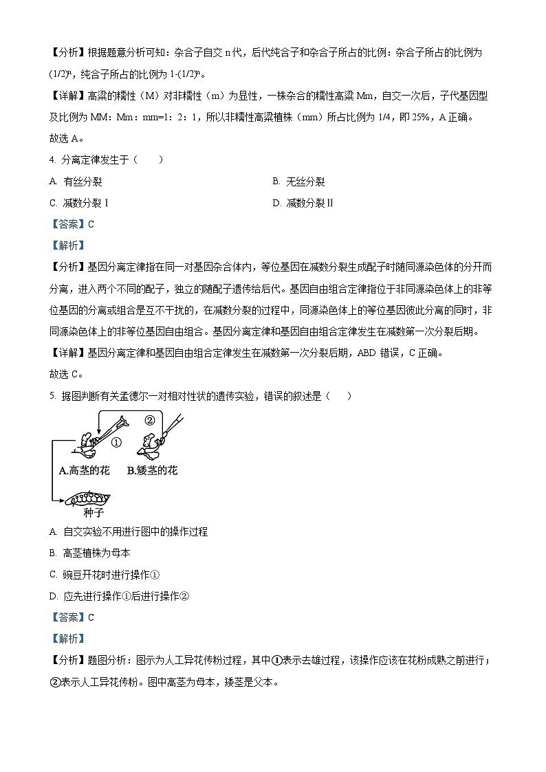 江苏省无锡市滨湖区无锡市第一中学2023-2024学年高一下学期6月期末生物试题（原卷版+解析版）02