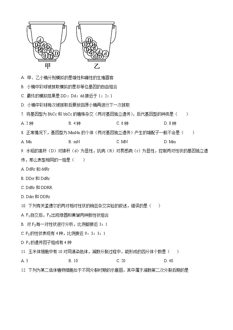 江苏省无锡市滨湖区无锡市第一中学2023-2024学年高一下学期6月期末生物试题（原卷版+解析版）02