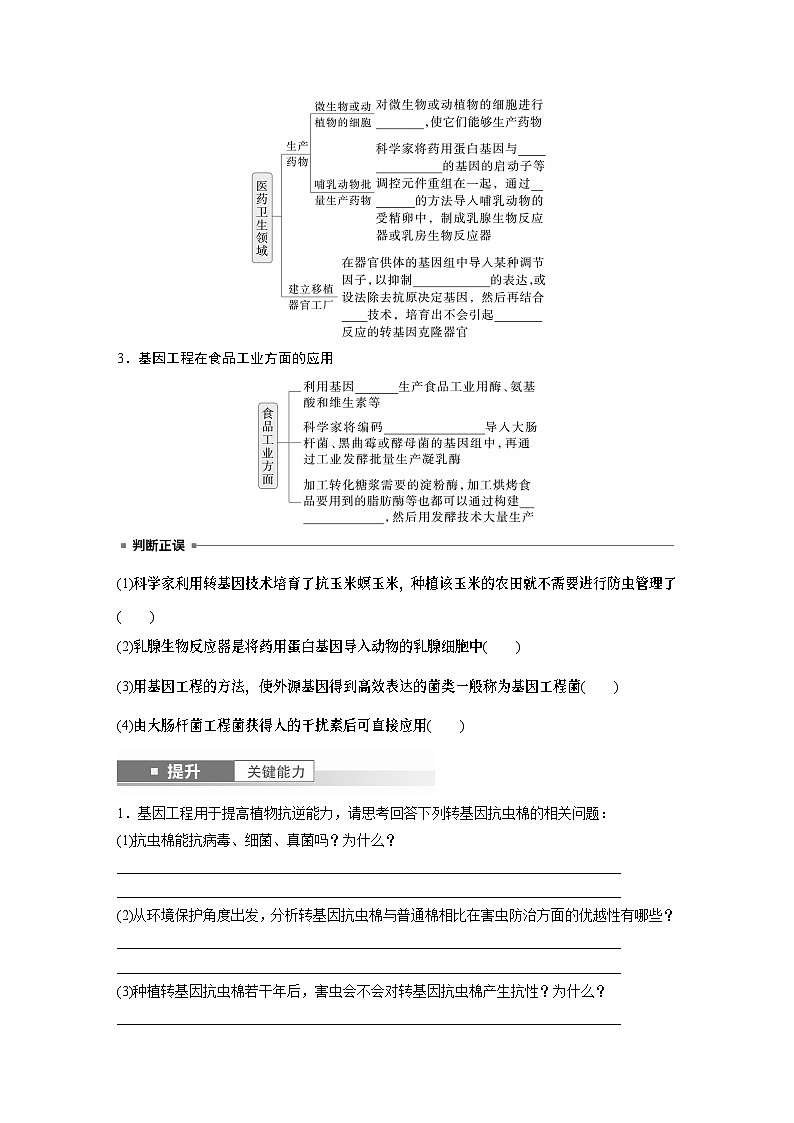 第十单元　第62课时　基因工程的应用、蛋白质工程、DNA的两个重要实验（学生版）第2页
