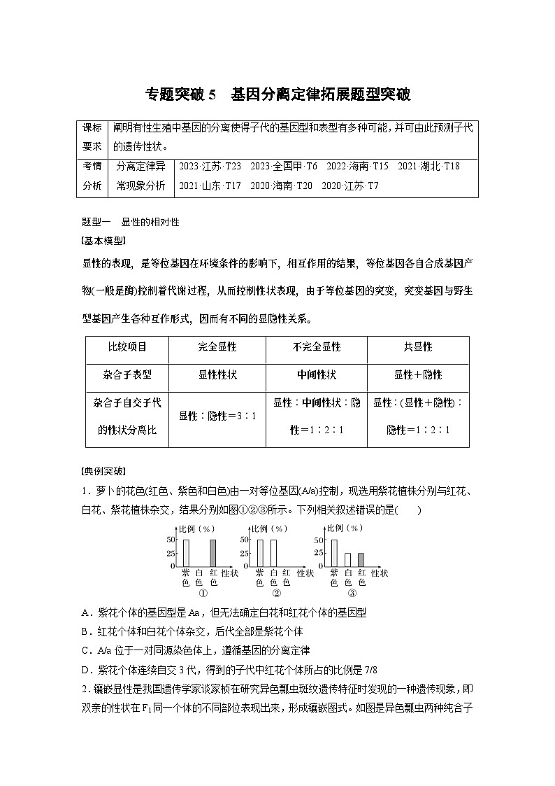 第五单元　专题突破5　基因分离定律拓展题型突破（学生版）第1页