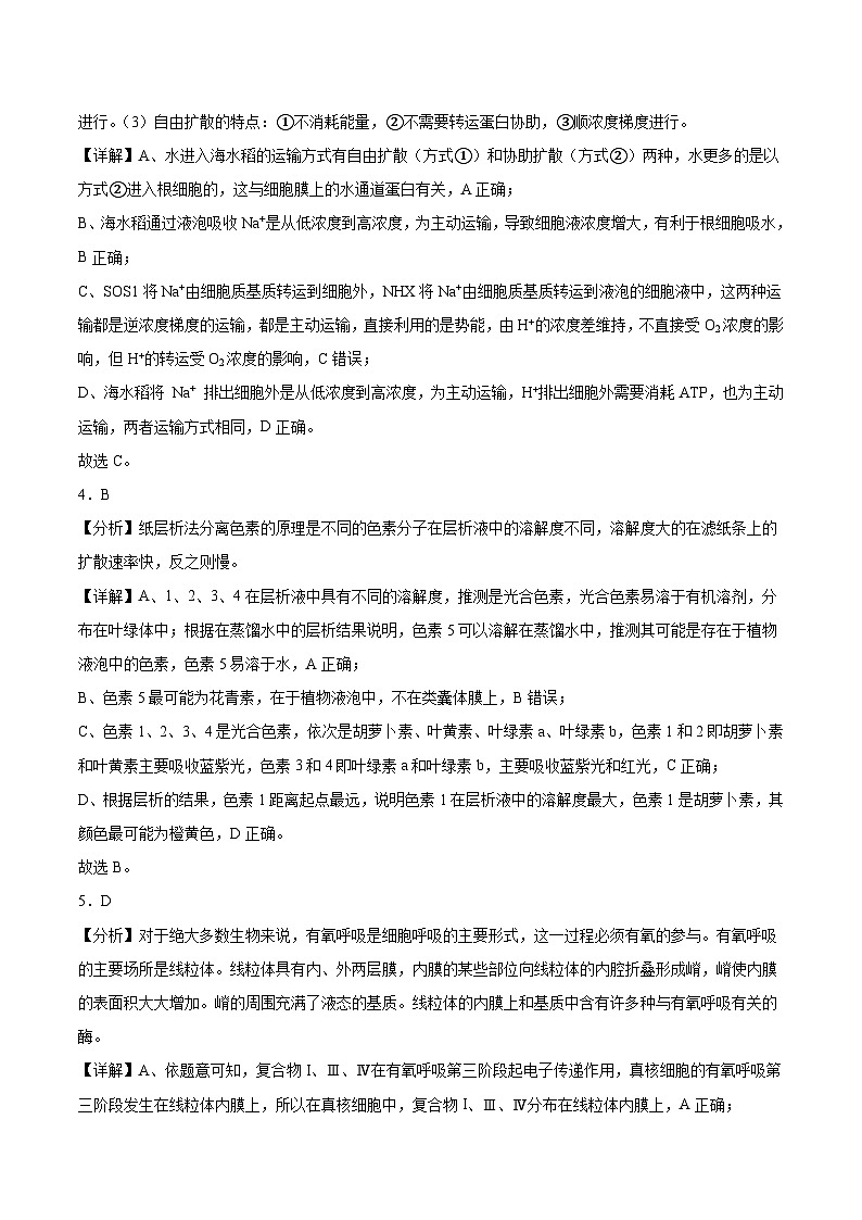 江苏省南京市第一中学2023-2024学年高二下学期期末考试生物试题02