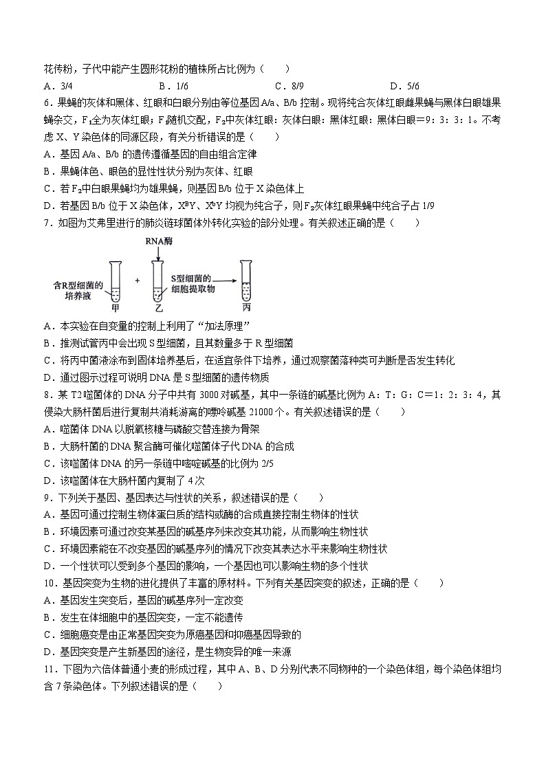 河北省沧州市2023-2024学年高一下学期7月期末教学质量监测生物试题(无答案)02