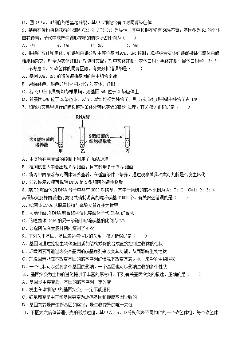 河北省沧州市2023-2024学年高一下学期7月期末教学质量监测生物试题第2页