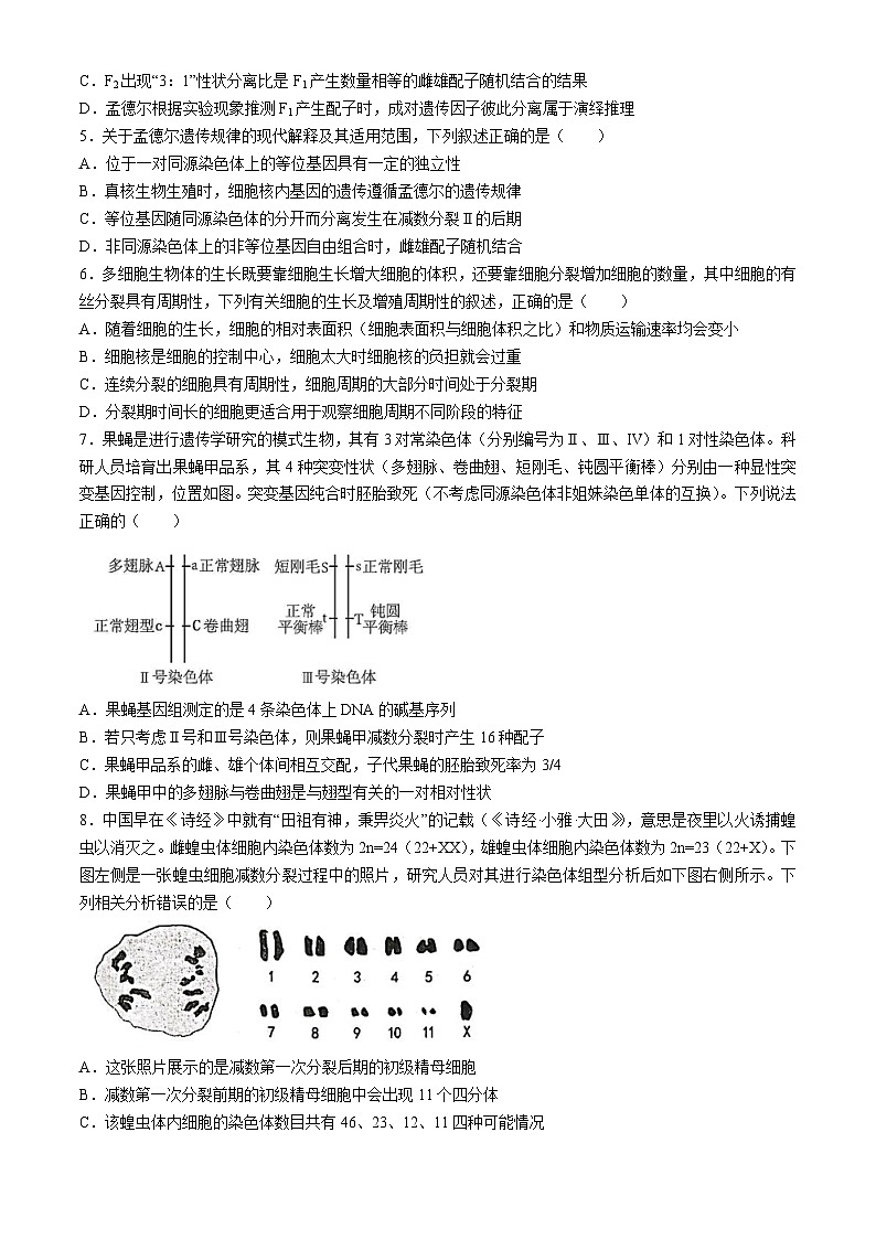 江西省宜春市袁州区江西省宜春中学2023-2024学年高一下学期7月期末生物试题第2页