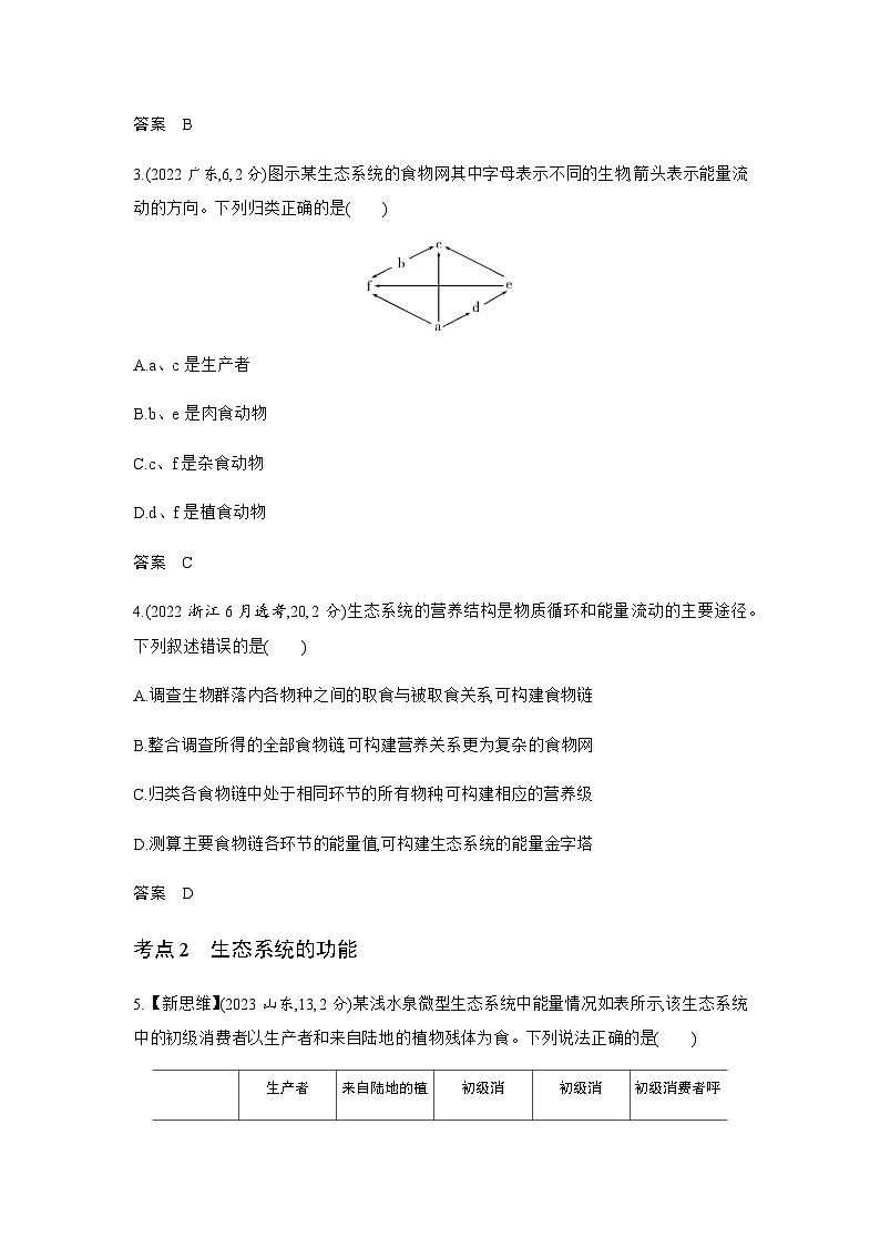 高考生物（山东专用）复习专题19生态系统及其稳定性、人与环境练习含答案02