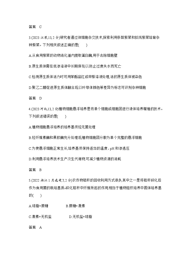 高考生物（山东专用）复习专题21细胞工程练习含答案第2页