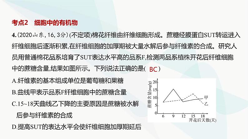 高考生物（山东专用）复习专题1细胞的分子组成练习课件第5页